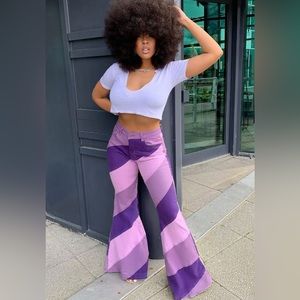 Fashion Nova Patchwork Flare Jeans purple